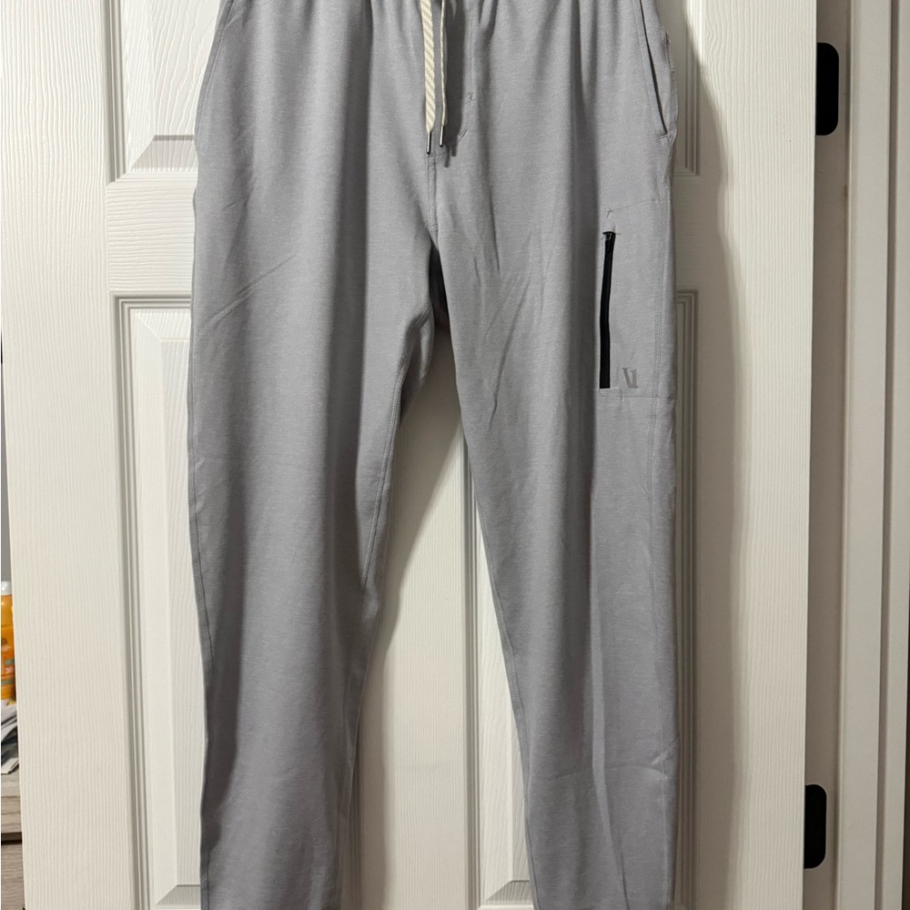 Vuori Light Gray Drawstring Joggers with Zipper Pocket